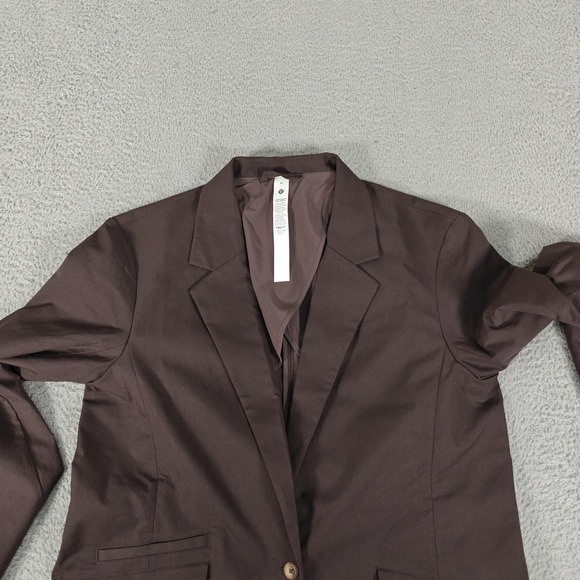 Lululemon Blazer Womens Medium Brown‎ Relaxed-Fit Twill Business Casual Jacket - Picture 7 of 11